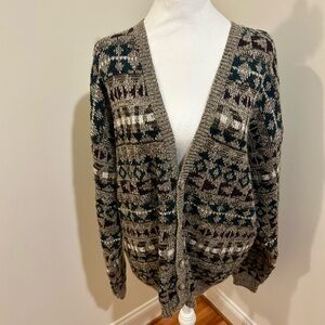 Vintage David Taylor Multicolor Knit Cardigan Sweater